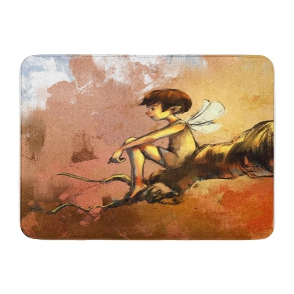 Abstract Digital Painting Of Little Fairy Sitting On Tree Doormat Floor Rug Bath Mat 23 6x15 7 Inch Multi On Sale Overstock 31779313 Download 50 sitting fairy free vectors. overstock com