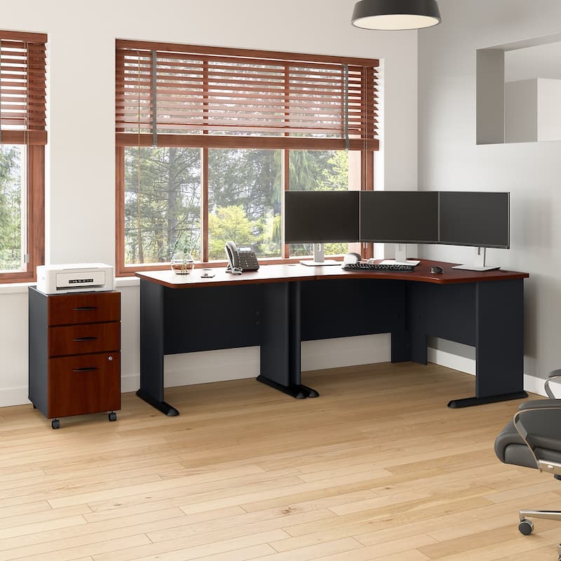 Series A 48W Corner Desk with Drawers by Bush Business Furniture - Hansen Cherry