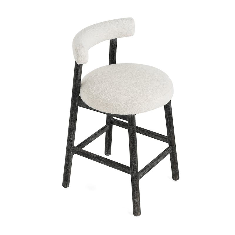 Christopher Knight Home - Riven Natural Rubberwood 26.77" Counter Stool Set with Beige Upholstery