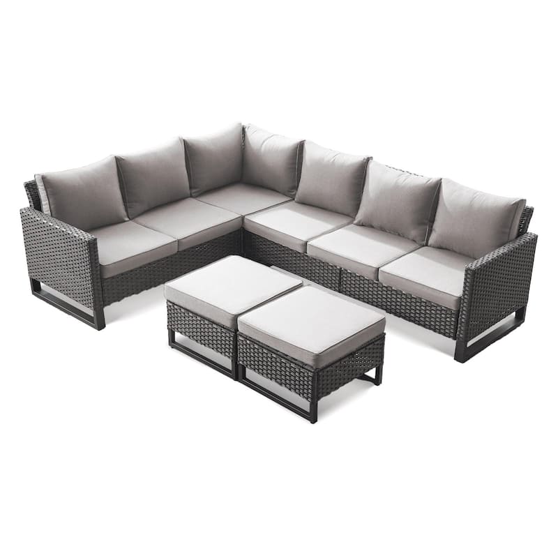 Outdoor Sectional Sofa Wicker Patio Conversation Sofa Set