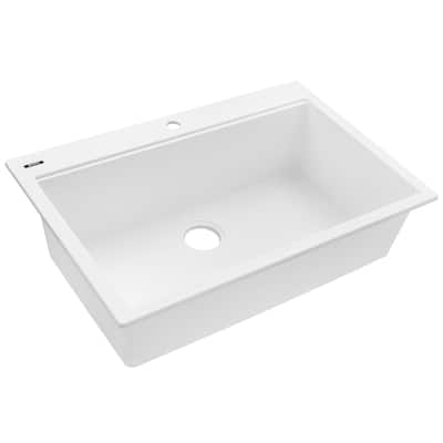 Ruvati 33 x 22 inch epiGranite Drop-in Topmount Granite Composite Quartz Single Bowl Kitchen Sink - Arctic White - RVG1083WH