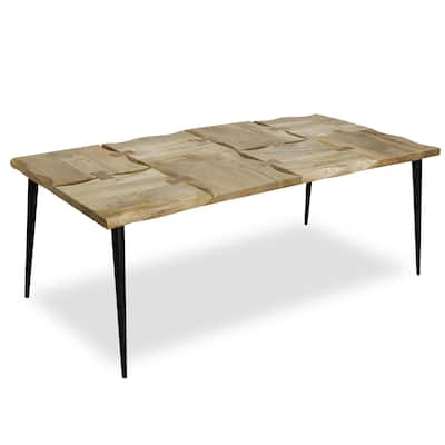 Logan - Live Edge Coffee Table with Butterfly Joinery - Wood and Black Finish