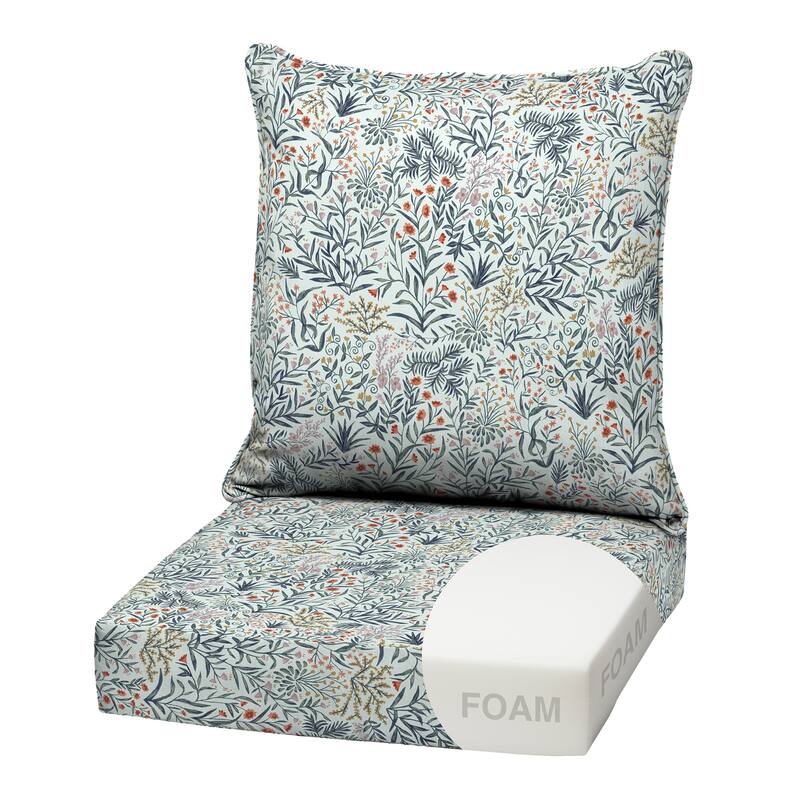 ARDEN Outdoor Foam Deep Seat Cushion Set, 22 in x 24 in - Pistachio Botanical