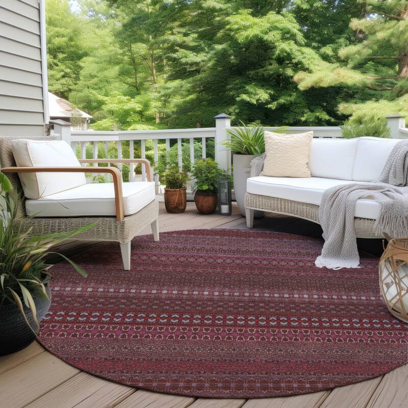 Alvaso Stripe Weather Resistant Blended Style Outdoor Rug