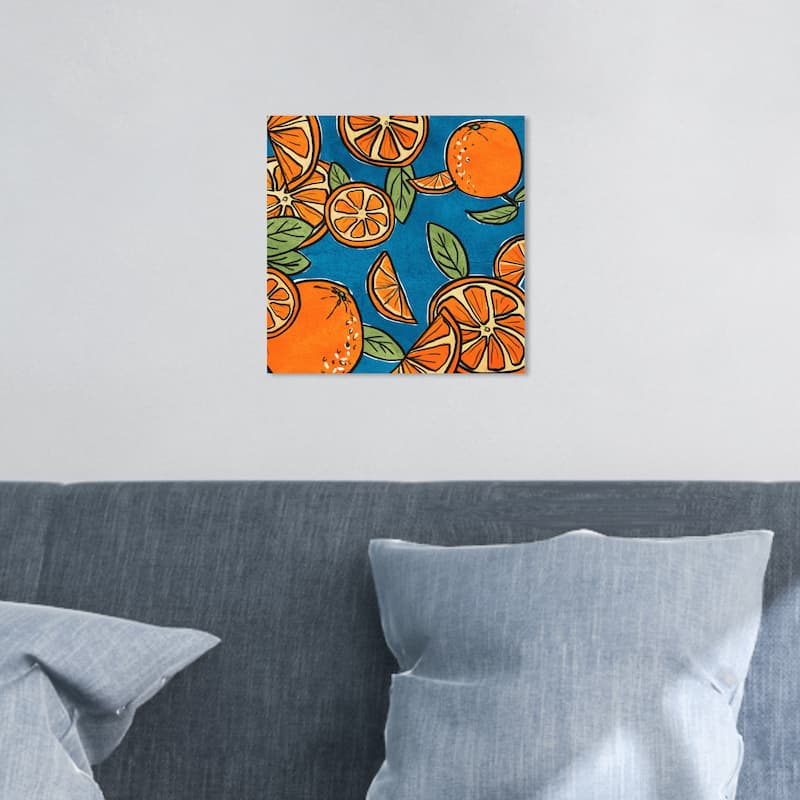 Wynwood Studio 'Fresh Squeezed' Food and Cuisine Wall Art Canvas Print Fruits - Orange, Blue