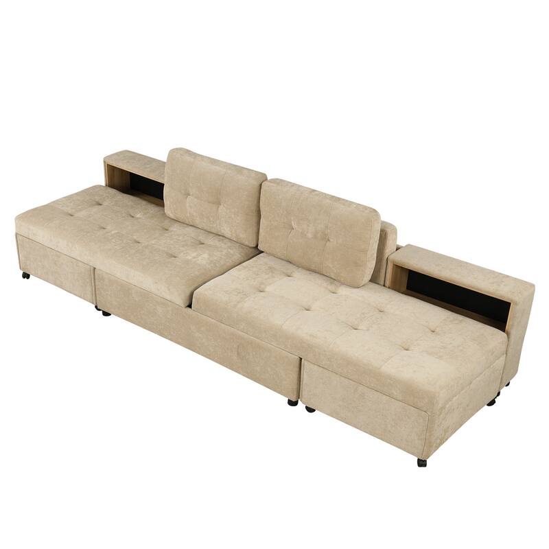 Sectional Sofa for Living Room Modular Sleeper Sofa with 2 Storage Racks Free-combined Sofa, Upholstered Corner Chaise