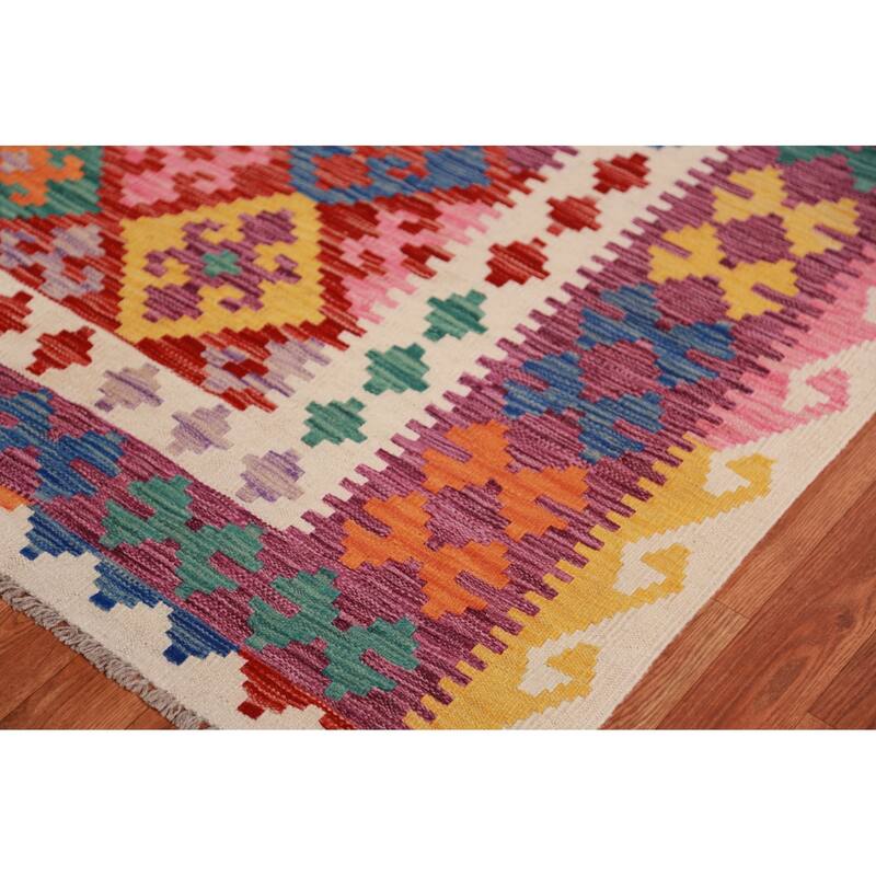 Kkilim Oriental Area Rug Hand-Woven Wool Carpet - 8'5"x 12'0"