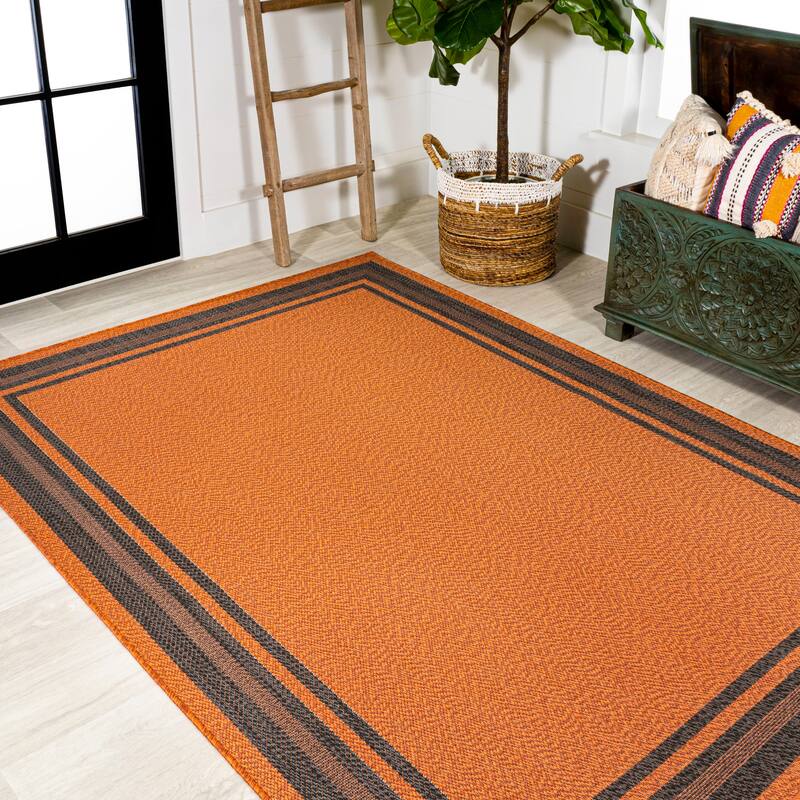 JONATHAN Y Haynes Modern Border Stripe Indoor/Outdoor Area Rug
