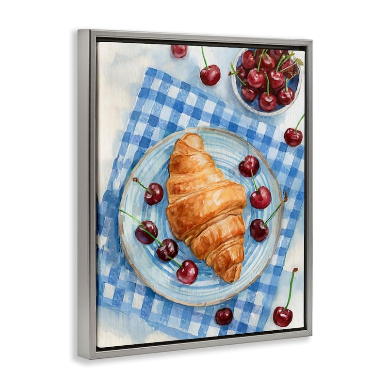 Stupell Cherries & Croissant Breakfast Framed Floater Canvas Wall Art Design By Lil' Rue