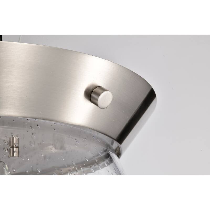 Boliver 3 Light Flush Mount - Brushed Nickel Finish - Clear Seeded Glass - Brushed Nickel