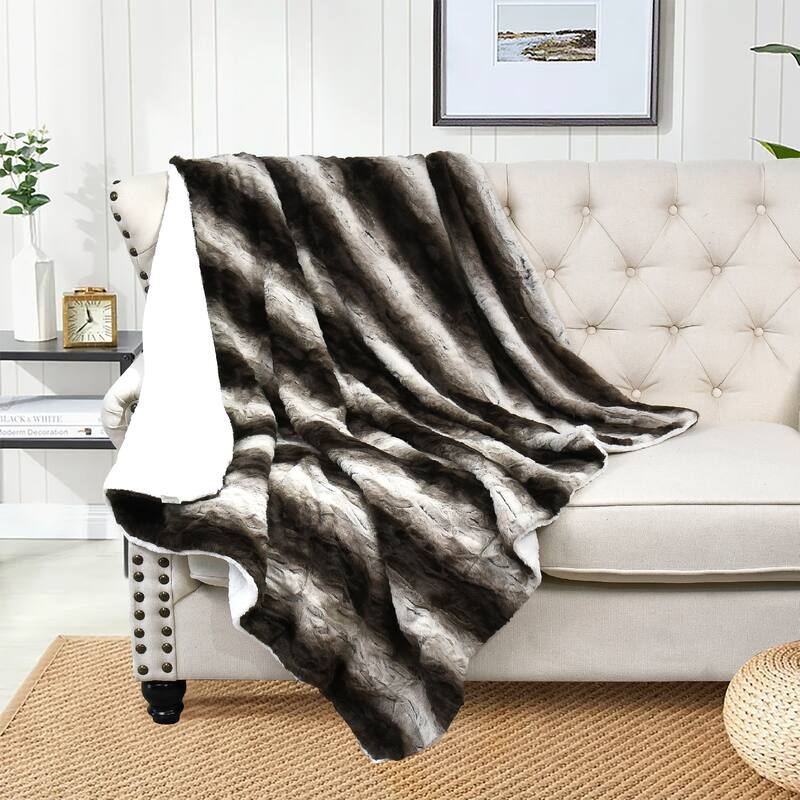 Claire FauxFur Reversible Sherpa Throw - 50" x 60'