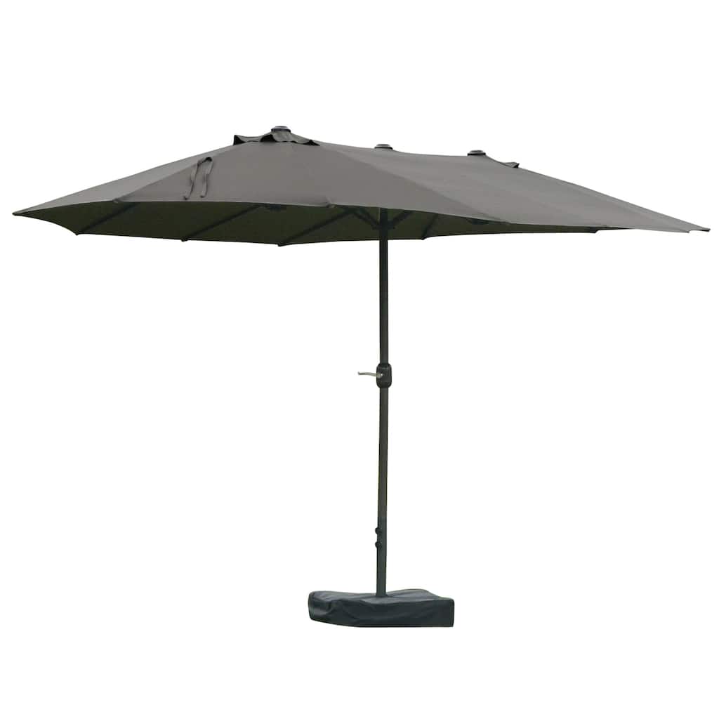 Patio Umbrella 15' Steel Rectangular Outdoor Double Sided Market with base, Sun Protection & Easy Crank for Deck Pool Patio