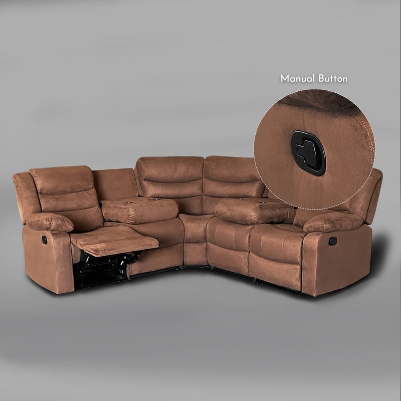 82" Width Polyester/Suede 5-Piece Manual Reclining Sectional Sofa