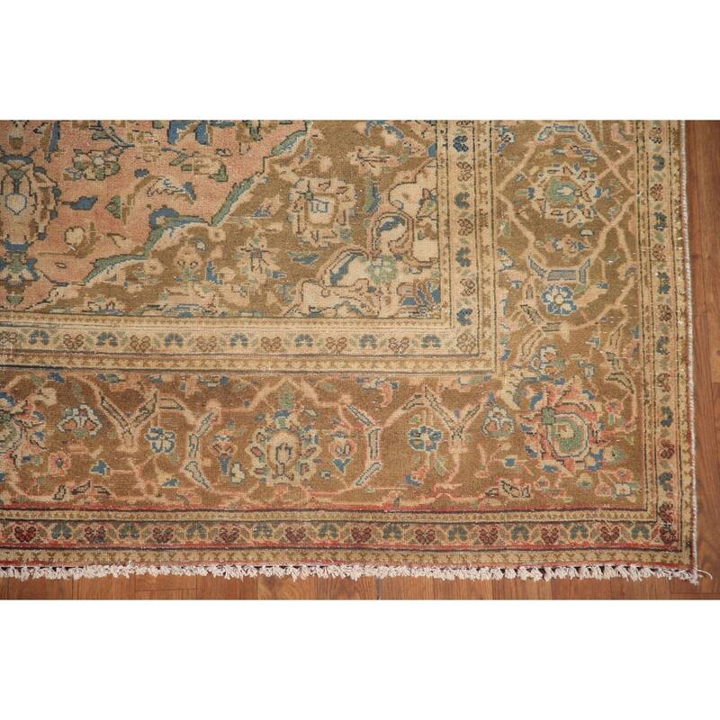 Hand Knotted Oriental 100% Wool Carpet Traditional Floral Coral Kashan Area Rug - 9' 1'' X 6' 5''