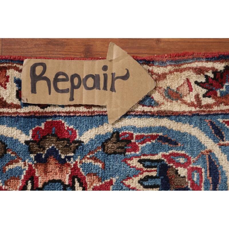Vegetable Dye Isfahan Persian Antique Area Rug Handmade Wool Carpet - 9'2"x 13'8"
