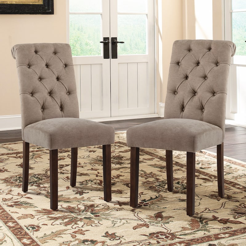 Tufted Parsons Dining Chairs - Velvet-Like Upholstery & Padded Seats for Kitchen & Dining Room