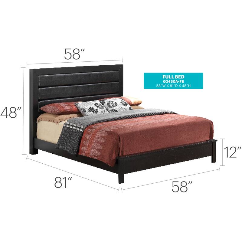 Black Transitional Full Bed with Storage - Spacious & Durable for Small Rooms
