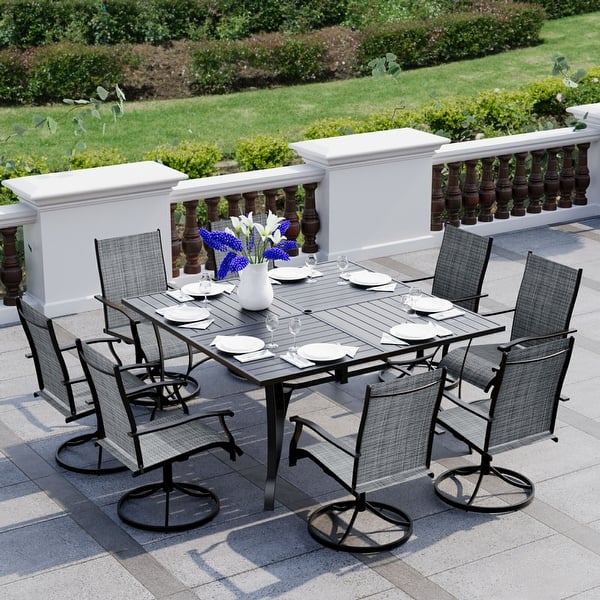 Outdoor 4 Pieces Patio Swivel Bar Stools, All-Weather Textilene, Brown