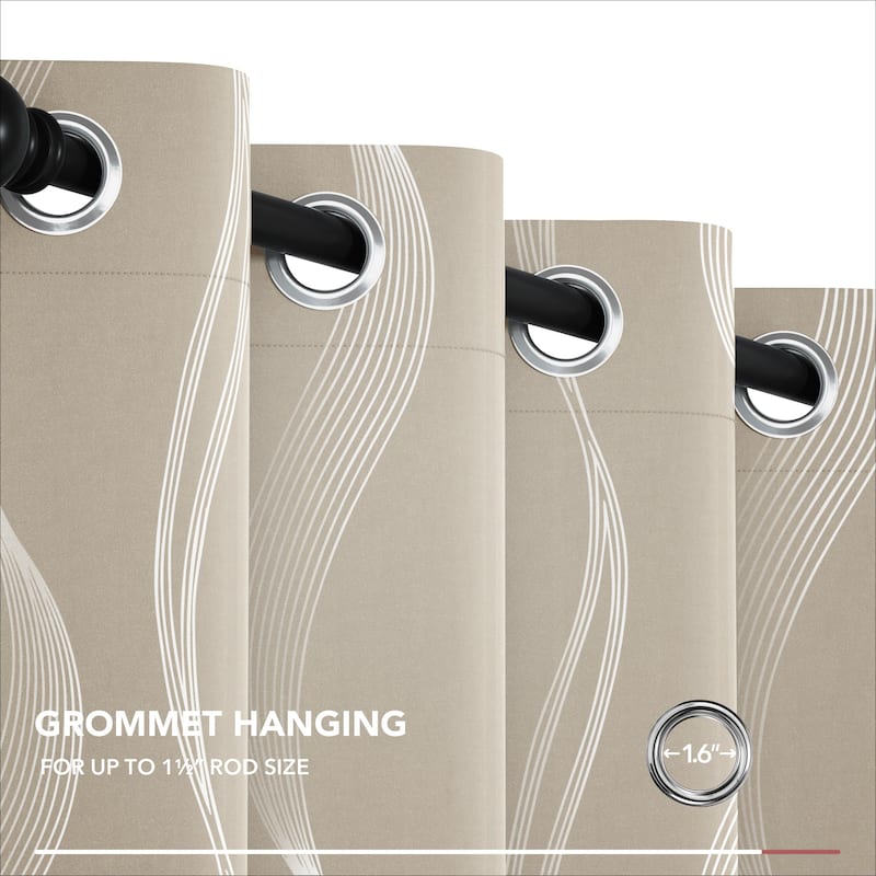 Deconovo Silver Wave 52 Width Curtain Panel Pair (2 Panel)
