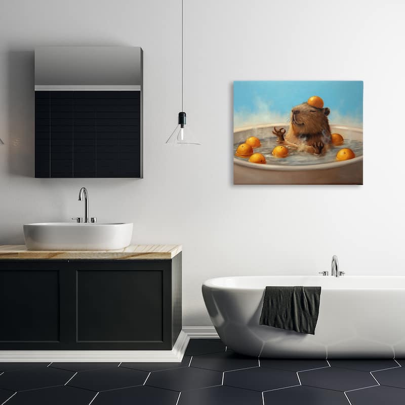 Stupell Capybara in Orange Bath Canvas Wall Art Design By Lucia Heffernan