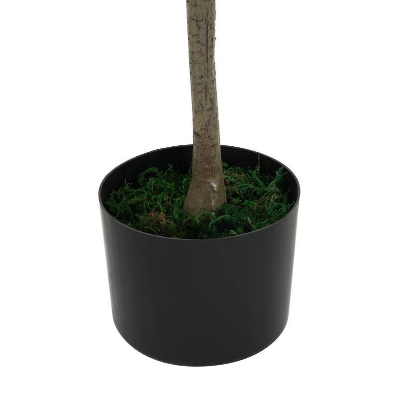 Roomfitters 66'' Artificial Olive Tree, Tall Faux Indoor Plant with Black Plastic Pot for Home Decor, Green