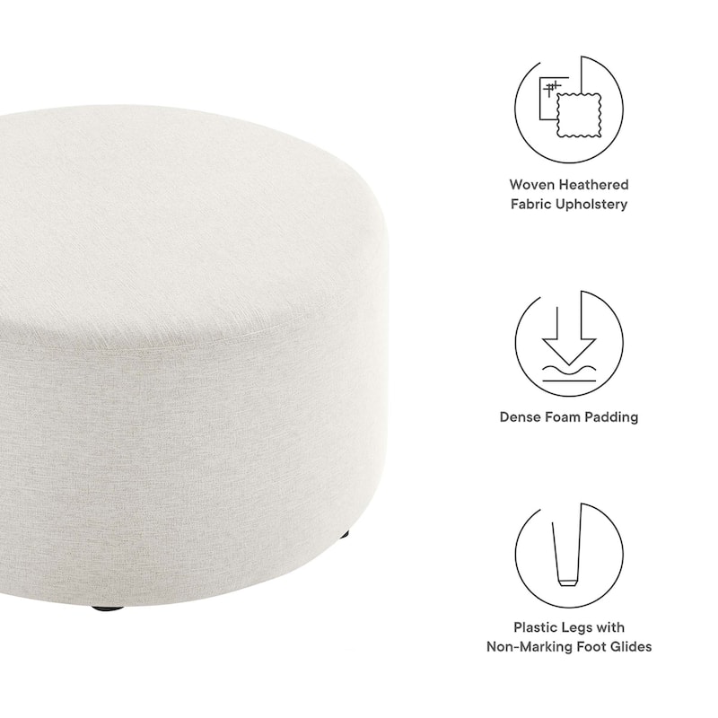 Callum 16"/23"/29"/38" Round Woven Heathered Fabric Upholstered Ottoman