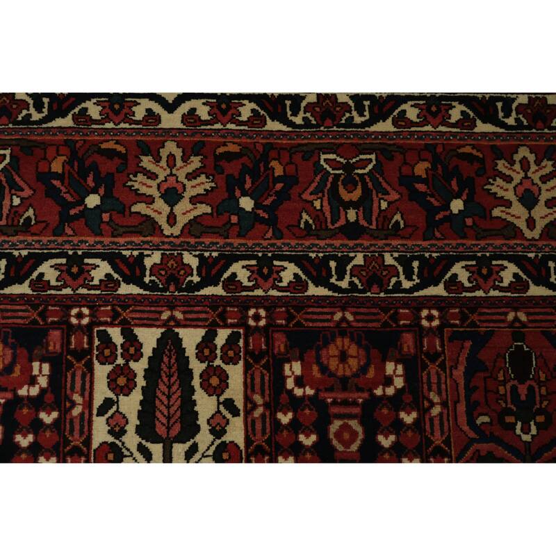 Hand Knotted Oriental 100% Wool Carpet Traditional Garden Design Red Bakhtiari Area Rug - 13' 3'' X 9' 11''