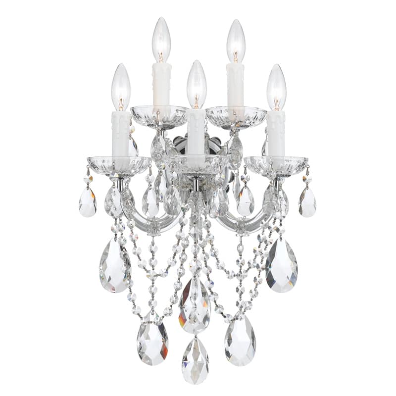Maria Theresa 5 Light Swarovski Strass Crystal Chrome Sconce - 13.5'' W x 22.5'' H x 9'' D