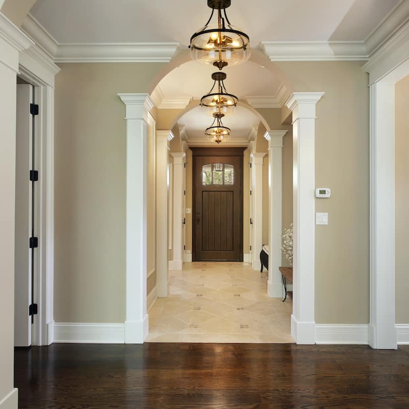 Rella Modern Farmhouse Black Gold Semi Flush Mount Light with Clear Drum Glass for Hallway - D 14" x H 14.6"