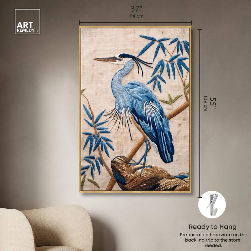 Needlework Heron Canvas by Art Remedy