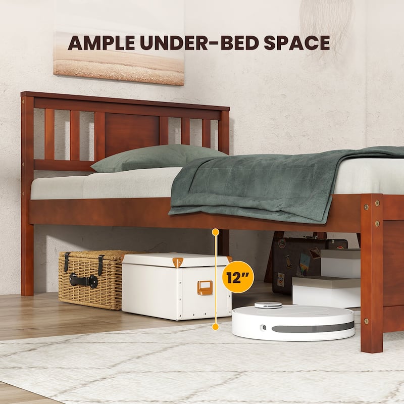 Gymax Twin/Full/Queen Size Bed Frame w/ Headboard Wood Slat Support No
