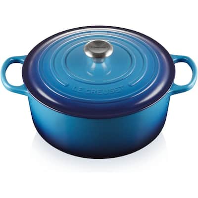 Le Creuset Enameled Signature Round Casserole Dish With Lid, 7 qt, Azure