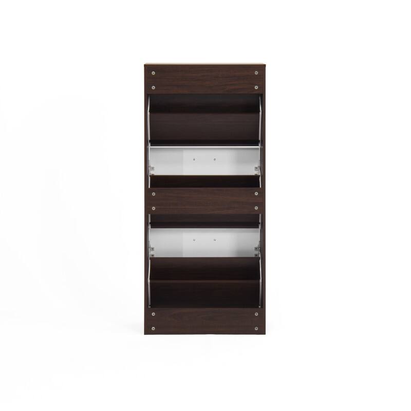 Shoe Storage Cabinet with 3 White Panel Flip Drawers, Freestanding Organizer for Entryway, Narrow Shoe Rack Cabinet