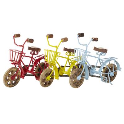 Metal Bike Decorative Sculpture with Wood Wheels - Set of 3 Multi Colored - Roche River Decor