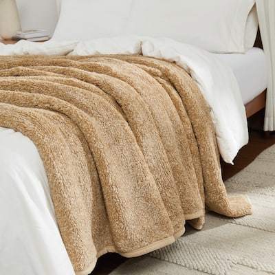 Brooklyn Loom Heathered Sherpa Blanket and Throw