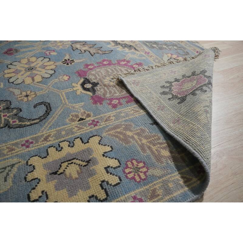 Hand-knotted Wool Blue Traditional Modern Knot Rug - 8' x 10