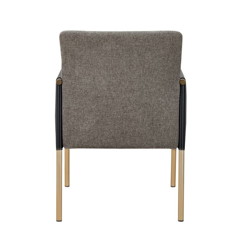 Cid Dorie 22 Inch Dining Chair, Dark Gray Faux Leather, Brass Steel Legs