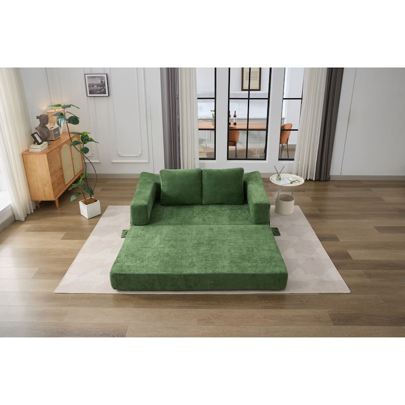 Modern Minimalist Convertible Fold-Out Sofa Bed with Removable Backrest