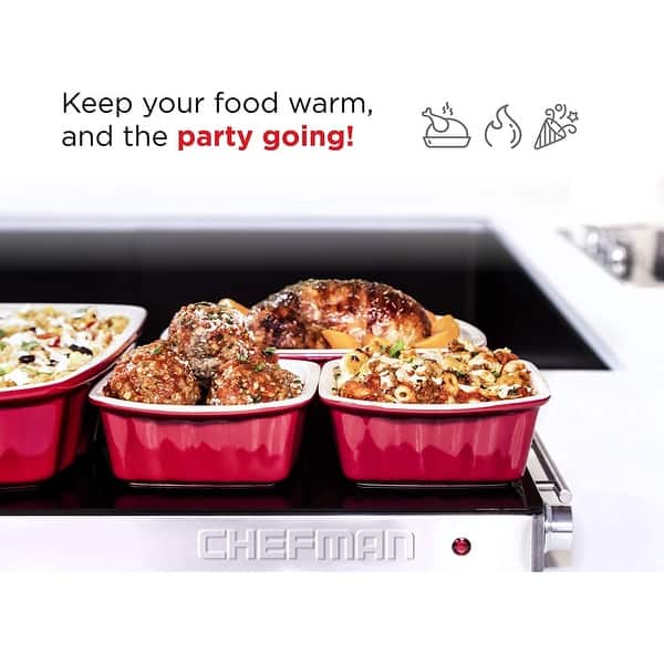 Chefman Compact Glasstop Warming Tray, Stainless Steel Bed Bath