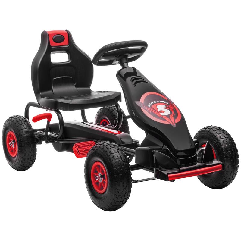 Pedal Power Car, Ride On Go Kart for Kids 5-12 Years, Rubber Wheels, Handbrake, Freewheel, Adjustable Seat, for Boys and Girls
