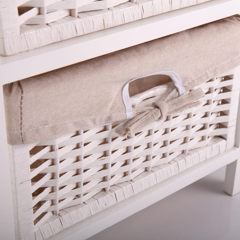 One Drawer Storage Nightstand with Two Removable Baskets and Tall Legs