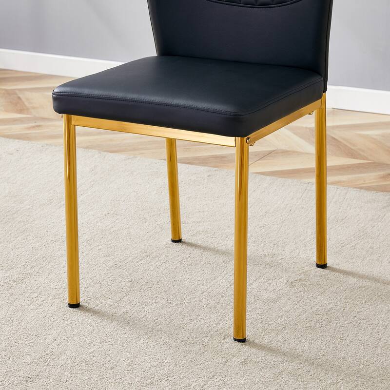 Set of 4 Vertical Stripe Design Dining Chair with Metal Leg Armless Chair Accent Chair Armless Chair for Dining Room