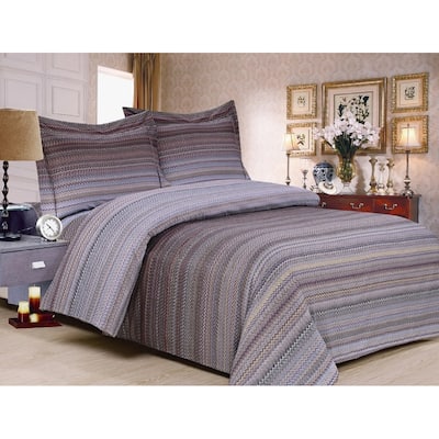 Violet Linen French Mini Waves Chevron Pattern, 200 Thread Count Poly-Cotton Percale, Purple, 4 Piece, Bedding Duvet Cover Set