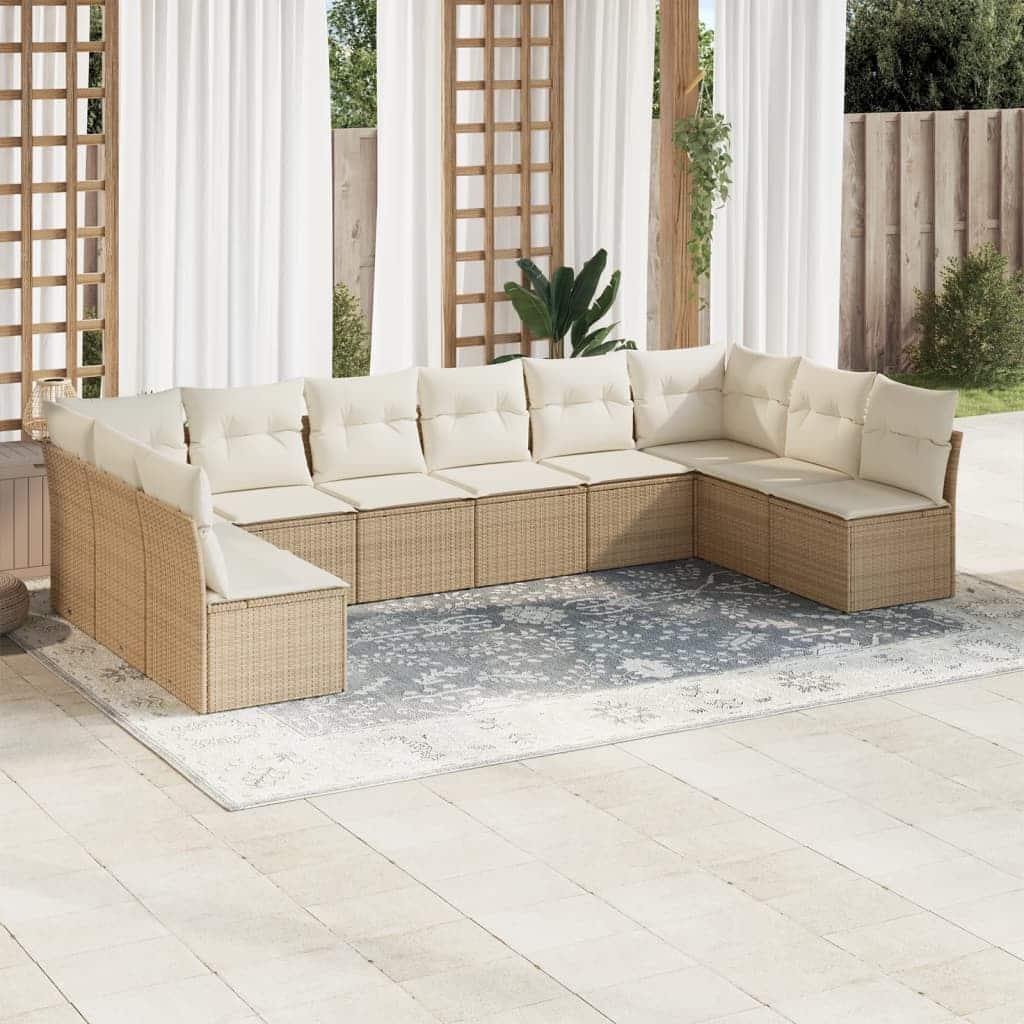 vidaXL Garden Sofa Set Beige PE rattan Large Modular Garden Sofa Set - 24.4 x 24.4 x 27.2