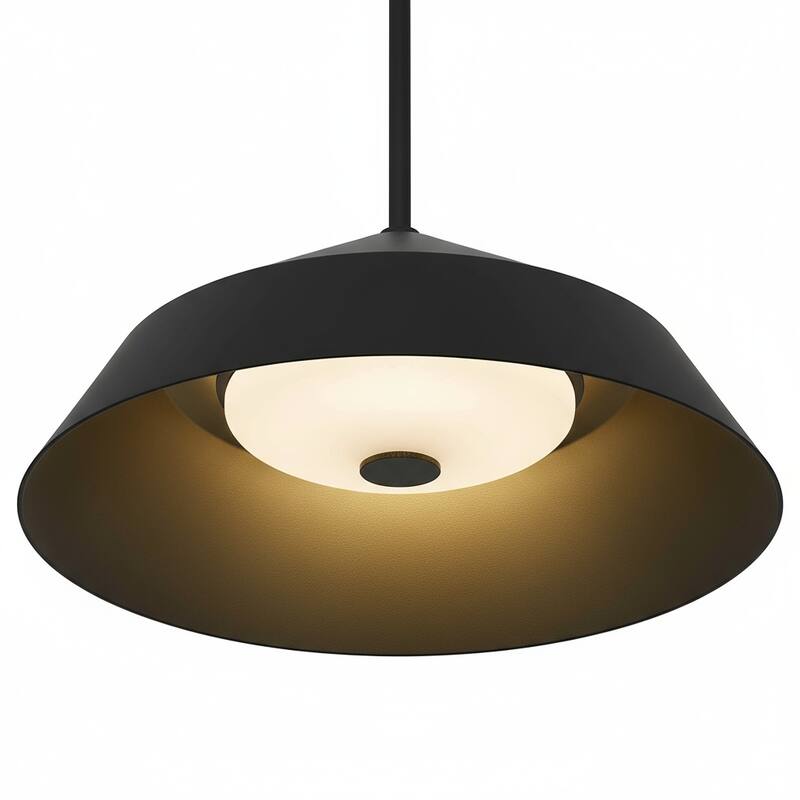 14 inch LED Ceiling Light 25W 1500 Lumens Dimmable 5 Color Temperatures Etched Glass - Black