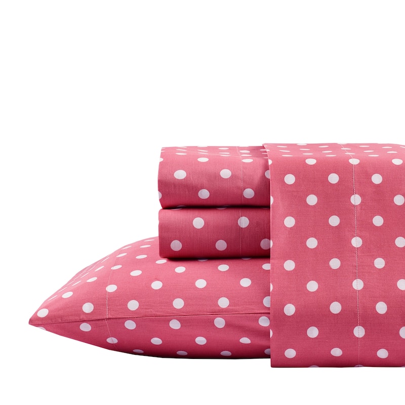 Intelligent Design Polka Dot Printed 100% Cotton Sheet Set