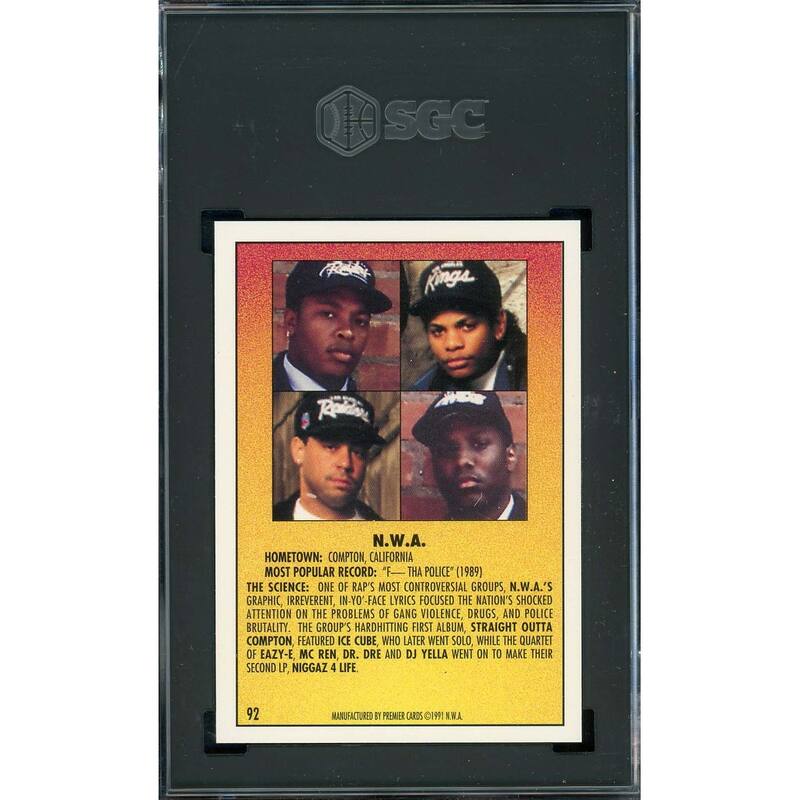 NWA 1991 Premier Rap Pack Rap Easy E Card #92 Graded SGC 7.5 - 8'6" x 11'6"
