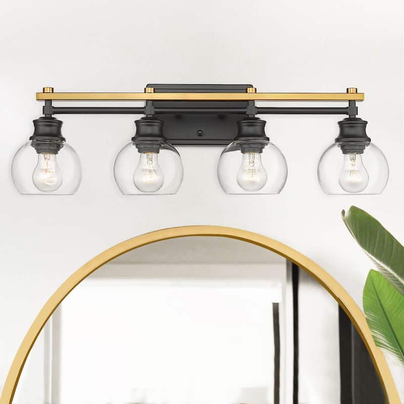 4-Light Modern Bathroom Vanity Lights with Globe Glass