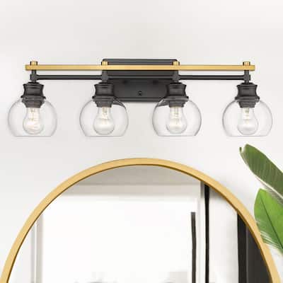 4-Light Modern Bathroom Vanity Lights with Globe Glass