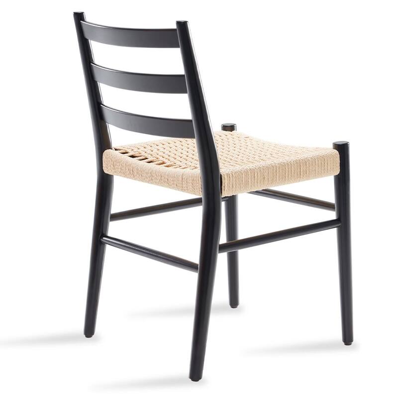 Modern Dining Chairs Woven Rope Seat with Sturdy Metal Frame (Set of 2)